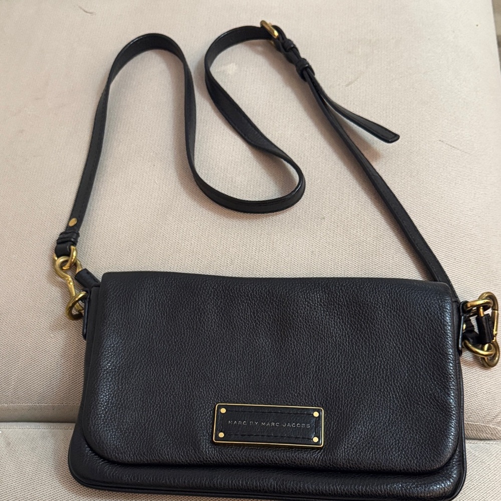 Marc by Marc Jacobs Black Crossbody Bag with Gold Accents